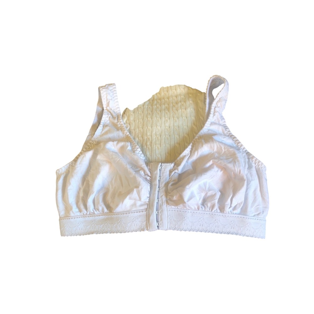 Carole Martin Cotton Comfort Front Hook Bra Back Strain White Style 40 B/C/D/DD